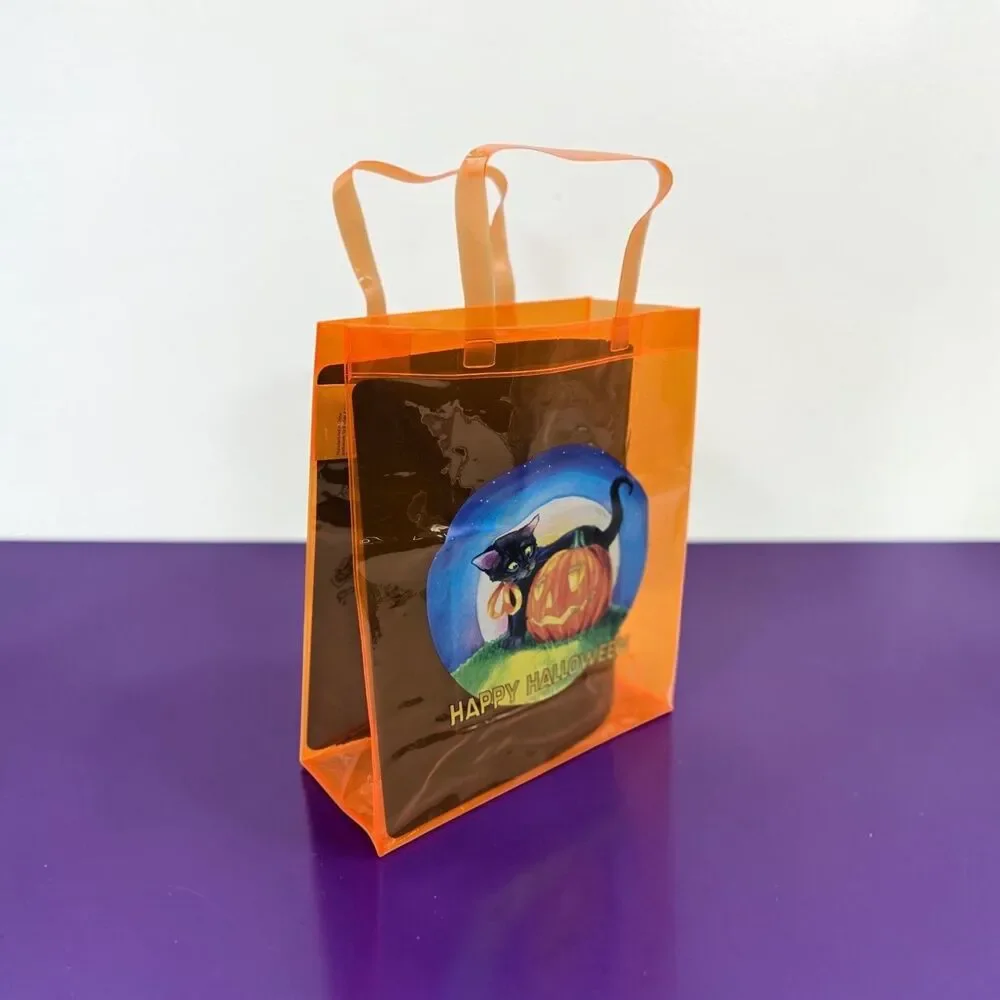 2004 Barnes & Noble Halloween Trick Treat Black Cat Pumpkin Rare Vinyl Tote Bag